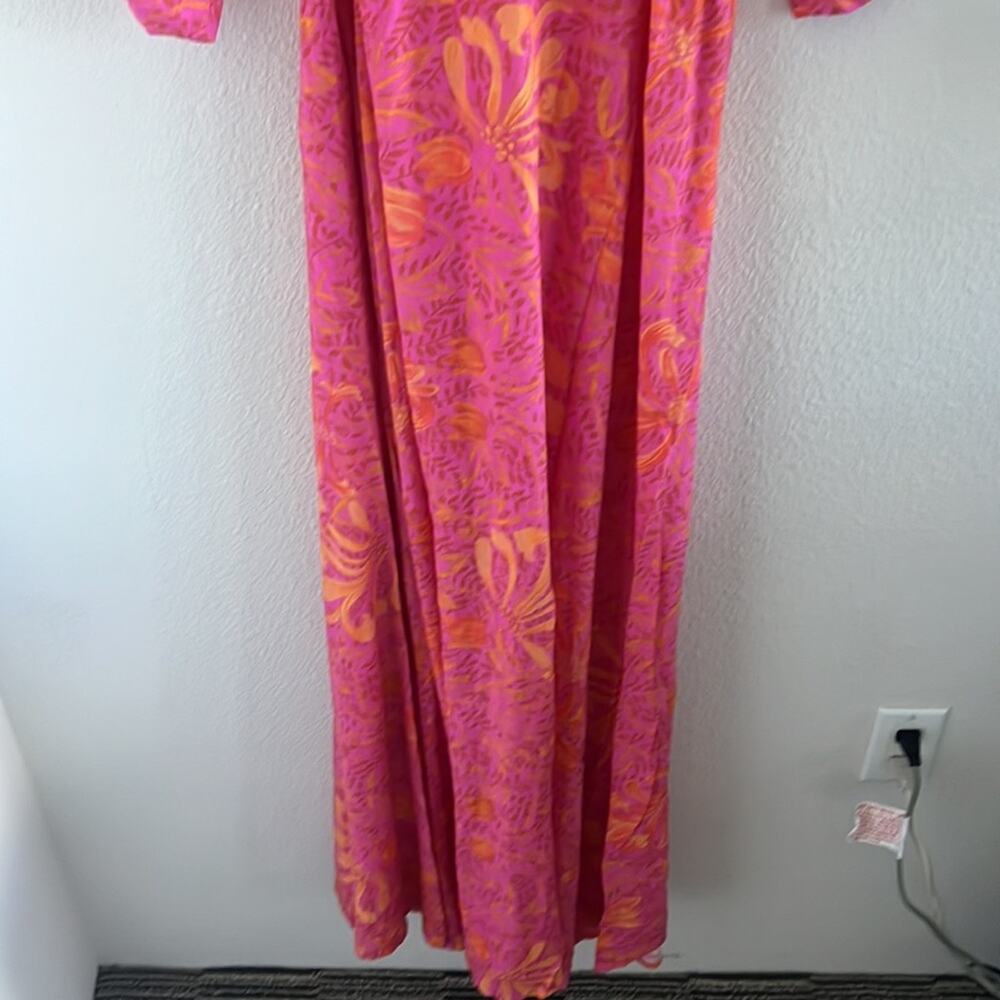 Jen's Pirate Booty Garden Party Row Maxi Wrap Dress Pink Orange Small - Picture 13 of 14